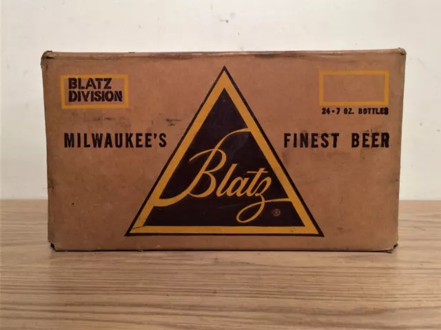 RARE 1970s Blatz Beer 24 7oz Bottles Cardboard Case Box Wisconsin Milwaukee Bar