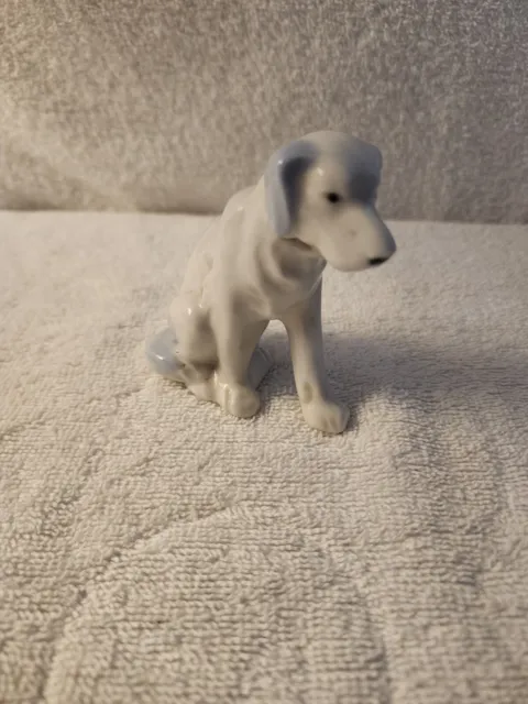 Vintage Miniature Blue & White Porcelain Dog