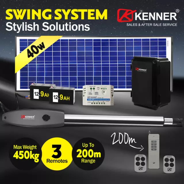 KENNER E Full Solar Powered Automatic Swing Gate Opener E1SB9
