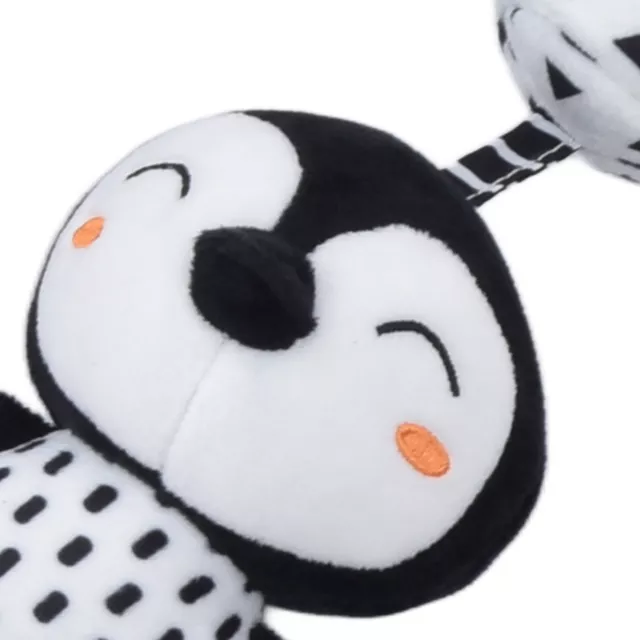 4Pcs Hanging Rattle Black White Cartoon Cute Animal Shapes Newborn Soft Plush To