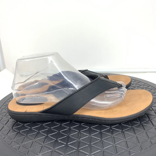 B.O.C Born Comfort Women 10 Sandals Black Faux Leather Thong Flip Flops Shoes