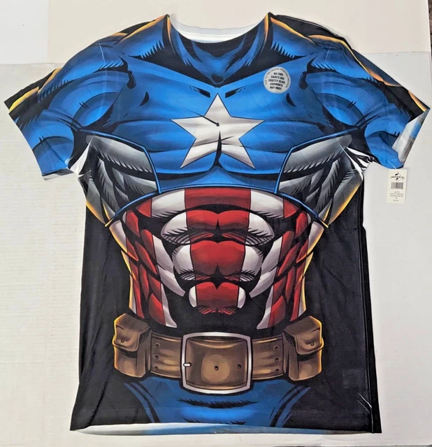 Brand New w Tags! Universal Studios Captain America Costume Sub Tee Shirt Size M Brand New w Tags! Universal Studios Captain America Costume Sub Tee Shirt Size M