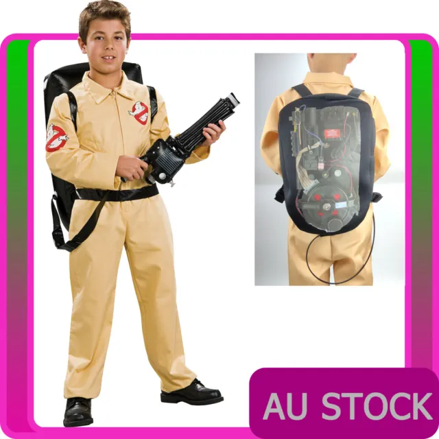 Child Ghostbusters Jumpsuit Kids Ghost Catchers Boys Girls Costume 80s Halloween
