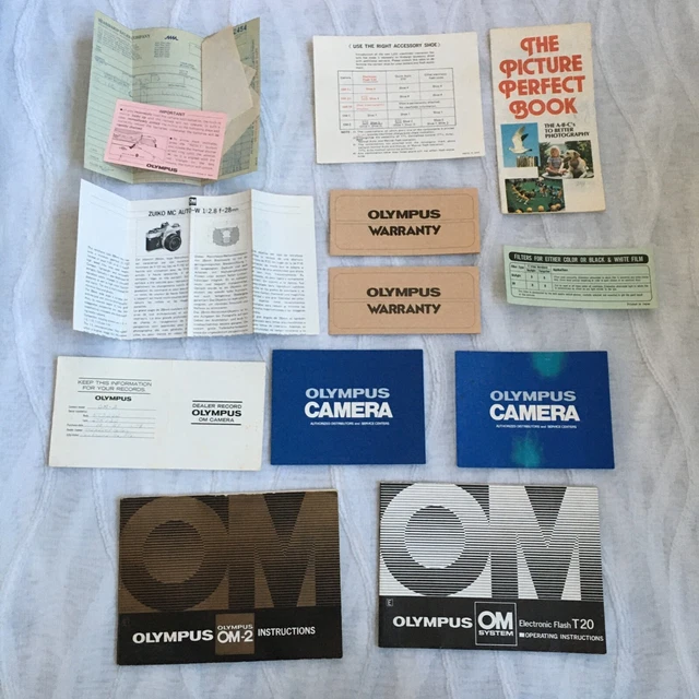VTG Olympus OM-2 & T20 Camera User's Manual Instructions Book Warranty Ephemera