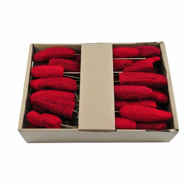 Luffa-Kopf En Palo - 50 Piezas - Poly - Rojo