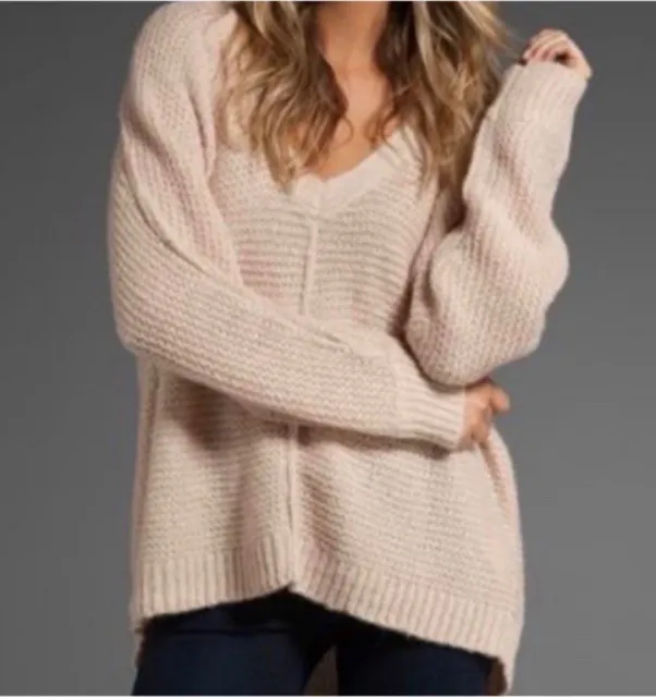 Free People Womens Barely Brush Pullover Sweater Size Large Oversized Knit Beige