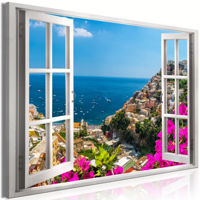 FENSTERBLICK LANDSCHAFT MEER Wandbilder xxl Bilder Vlies Leinwand d-C-0227-b-a