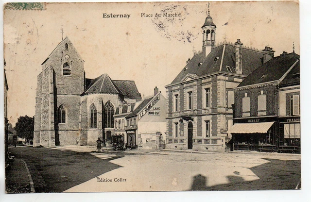 EXTERAY - Marne - CPA 51 - the Town Hall - Place du Marché - shops