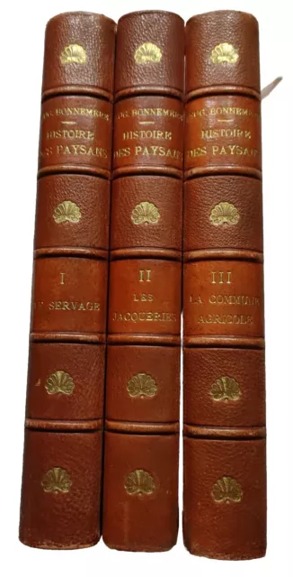 1886 HISTOIRE DES PAYSANS par Eugène BONNEMÈRE. Fiscbacher. 3 Vol.