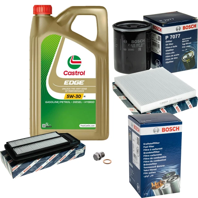 BOSCH INSPECTION SET 5 L castrol edge 5W-30 M pour Honda Accord VII 2.0 ...