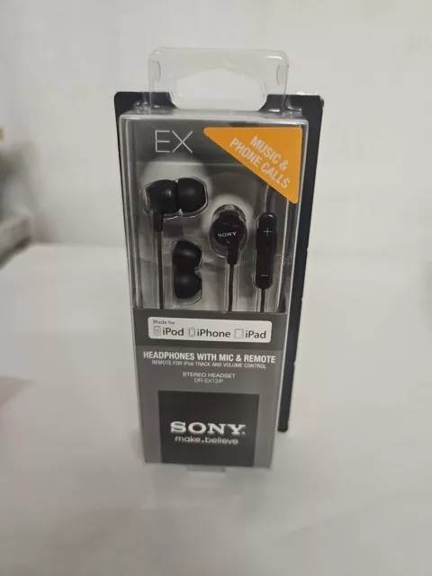 Sony DR-EX12iP Earbud Headphones w/ Mic & Remote For iPod Stereo Headset NEW