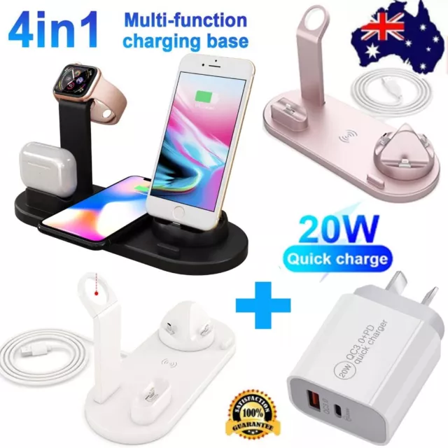 Wireless Charger Dock Charging Station For Apple Watch iPhone 14 13 12 XS