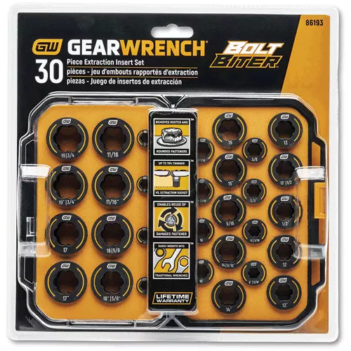 Gearwrench 30pc SAE & Metric Bolt Biter Impact Extractor Insert Set w/Case 86193