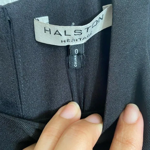 NWT Halston Heritage Black high neck Flounce Jumpsuit size 0 2