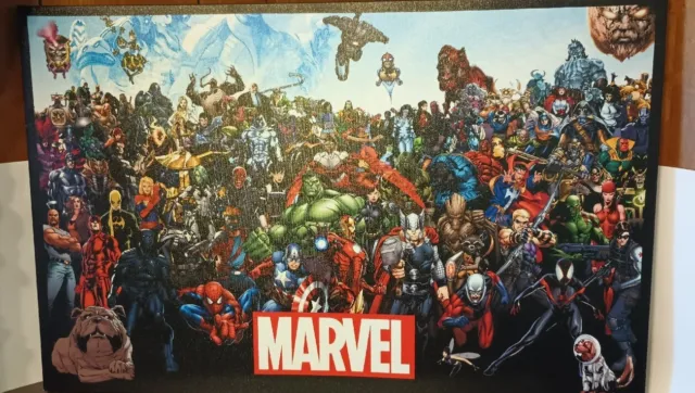 MARVEL COMICS The Line Up Characters Canvas Fabric POSTER Avengers Hulk 28x16