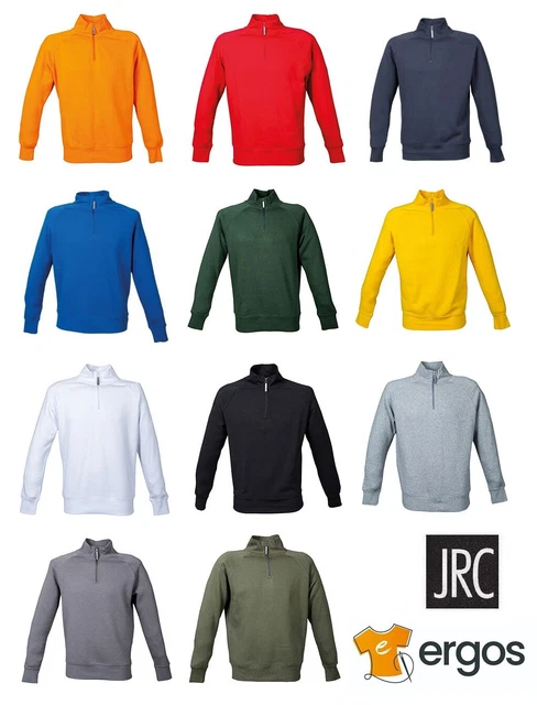 JRC Felpa KIOTO MAN in Cotone Collo a Lupetto Zip Corta Maniche Raglan da Uomo