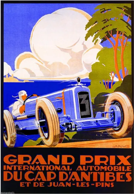 94924 1929 Grand Prix Race Antibes Automobile Car Wall Print Poster Plakat