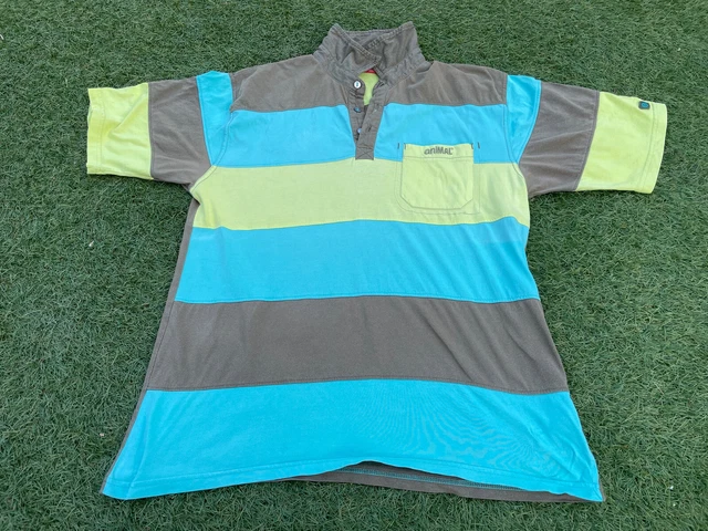 Polo vintage da uomo con animali taglia large blu marrone verde