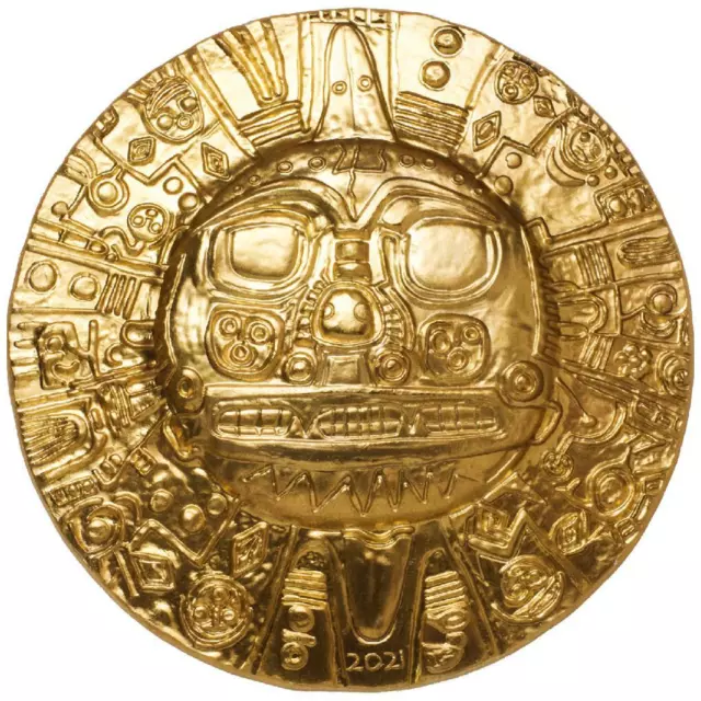 Silbermünze Inka Sonnengott 2021 - Palau - Vergoldet - 1 Oz Silk Finish