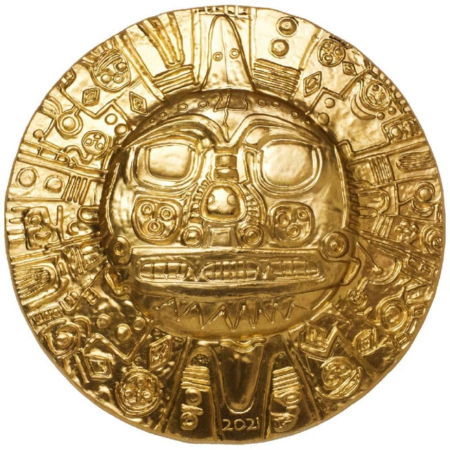 Silbermünze Inka Sonnengott 2021 - Palau - Vergoldet - 1 Oz Silk Finish