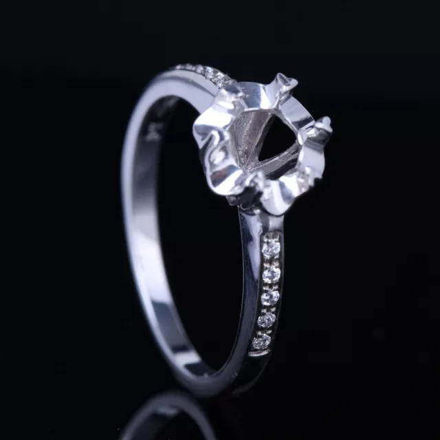 10K White Gold Wedding Natural Diamonds Semi Mount Round 5.5mm Engagement Ring