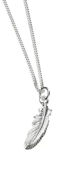 925 Sterling Silver Feather Pendant Necklace Design 7 (41cm / 16 inch)
