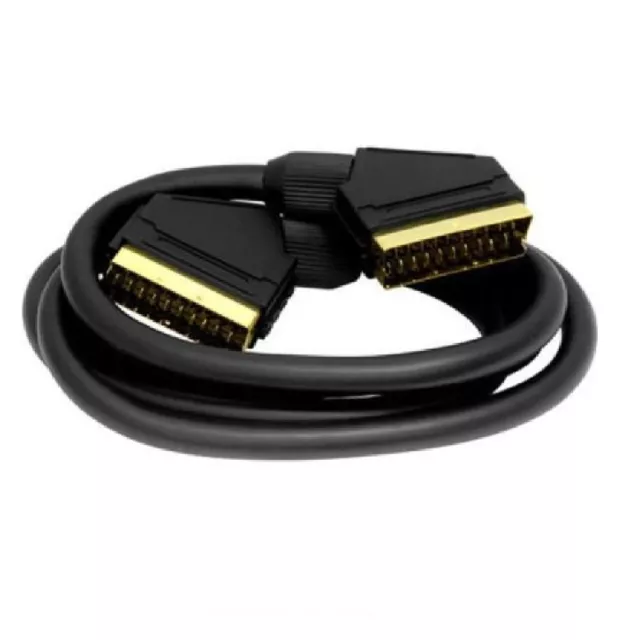 Premium SCART Lead Cable Fully Wired 21 Pin RGB SKY TV DVD GOLD Short Long 2