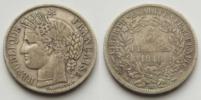 5 Francs Cérès 1849 BB (Strasbourg) II° République