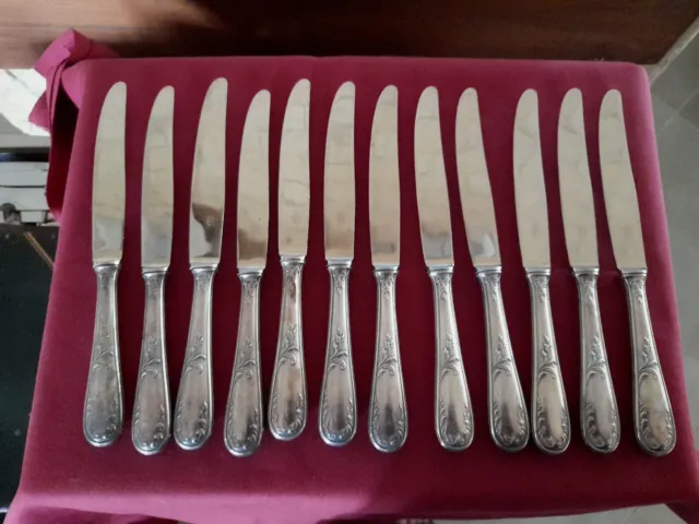 12 couteaux De Table en métal argenté modèle Marly louis XV  orfèvre SFAM
