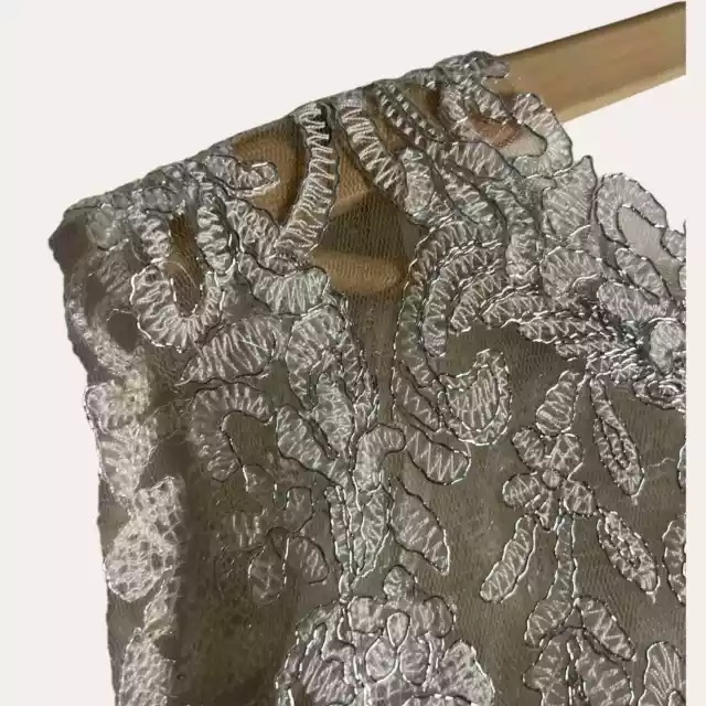Tadashi Shoji Mendy Embroidered Silver Tulle Cocktail Sheath Dress Plus Size 16 3