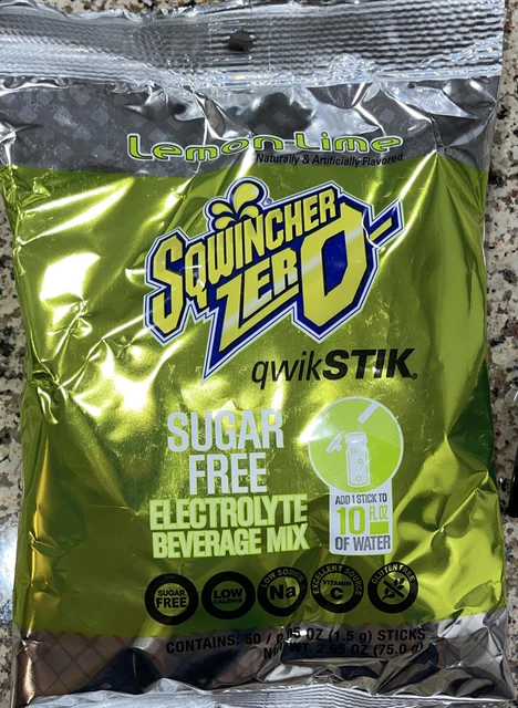 50 servings Sqwincher Sugar-Free Qwik Stik 8-10oz Lemon-Lime SQW060205LL