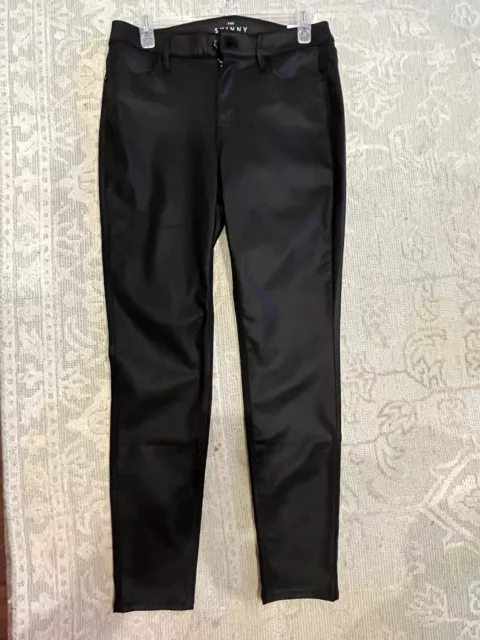 WHBM black stretchy skinny coated jeans size 4 short