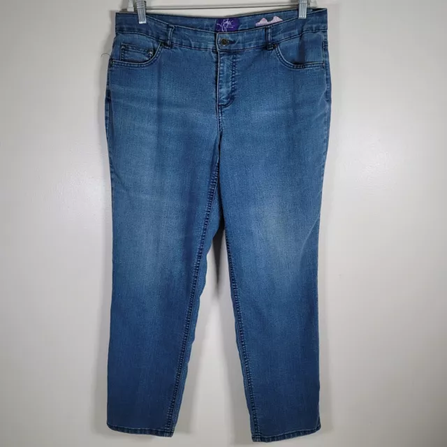 Lane Bryant Capri Jeans Women Size 14 Blue Genius Fit Mid Rise Stretch Denim