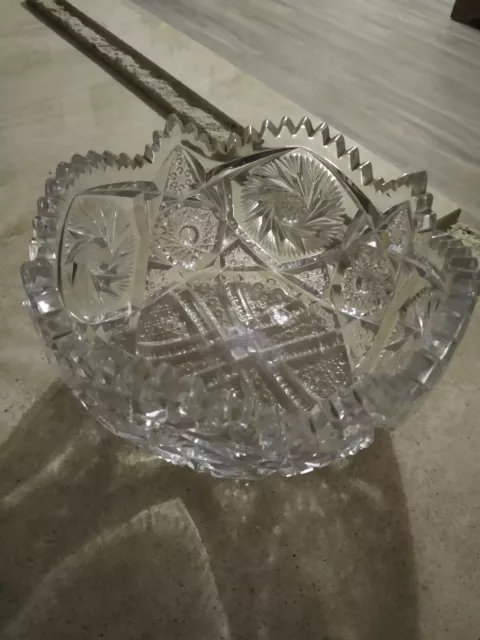 Antique ABP American Brilliant Period Cut Glass swirl Pattern 8" Bowl