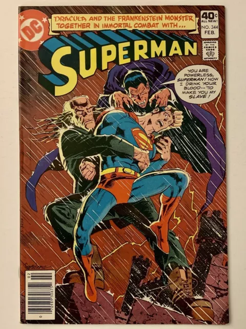 Superman #344 (1980) vs. Dracula + Frankenstein- Swan Art (VF+) Rare Vintage DC