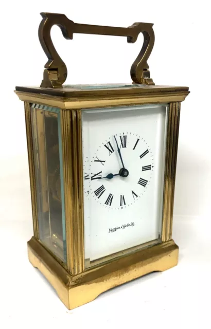 MAPPIN & WEBB Brass Carriage Clock Mantel Clock Timepiece with Key : Working
