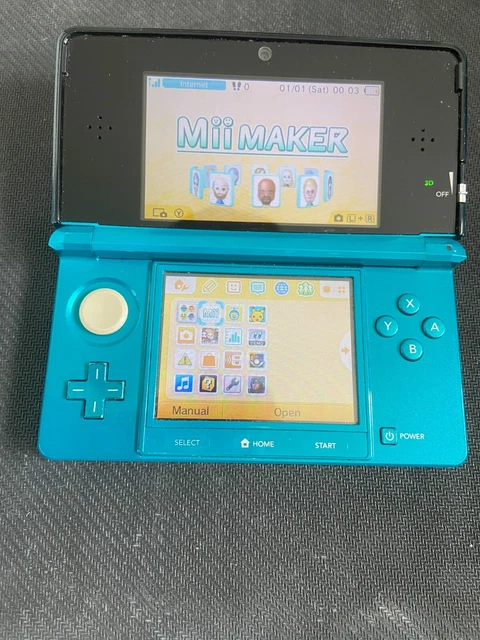 Nintendo 3DS Aqua Blue Sistema palmare + Miitopia con caricabatterie ufficiale 3