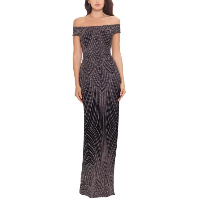 B&A by Betsy and Adam Womens Glitter Sheath Evening Dress Gown BHFO 6425