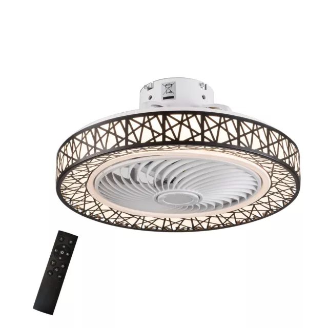 23" Modern LED Ceiling Fan Light Dimmable Flush Mount Chandelier Lamp w/ Remote