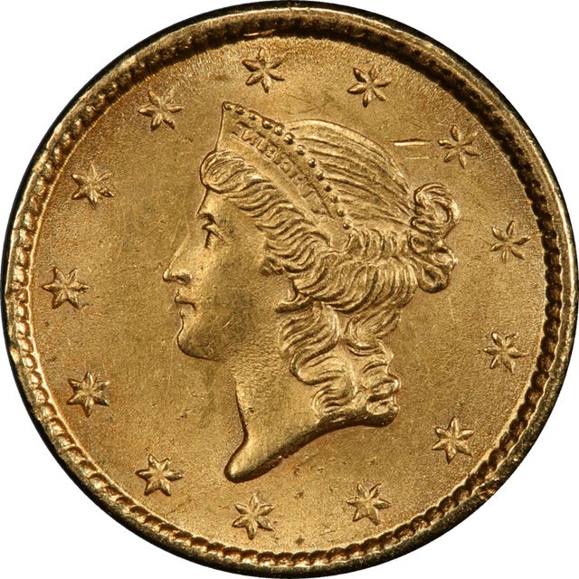 1853 Type-1 Liberty Head G$1, Uncirculated