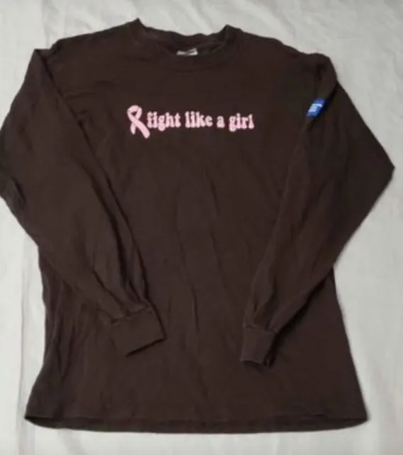 Fight like a girl womens size medium brown cancer awareness shirt #E004