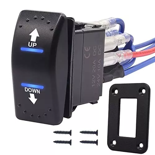 Polarity Reversing Momentary Rocker Switch 20A 12V DC Motor Control 7Pin up down