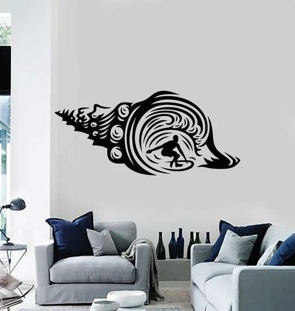 Vinyl Wall Decal Beach Surfer Sports Seashell Ocean Vacations Stickers (g2096)