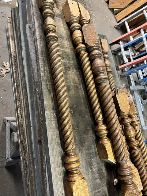 Lot of 32 Antique Vintage Turned wood Staircase Spindles
