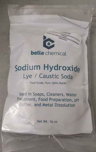 Belle Chemical Sodium Hydroxide, Pure - Food Grade (Caustic Soda, Lye) 16 Oz.