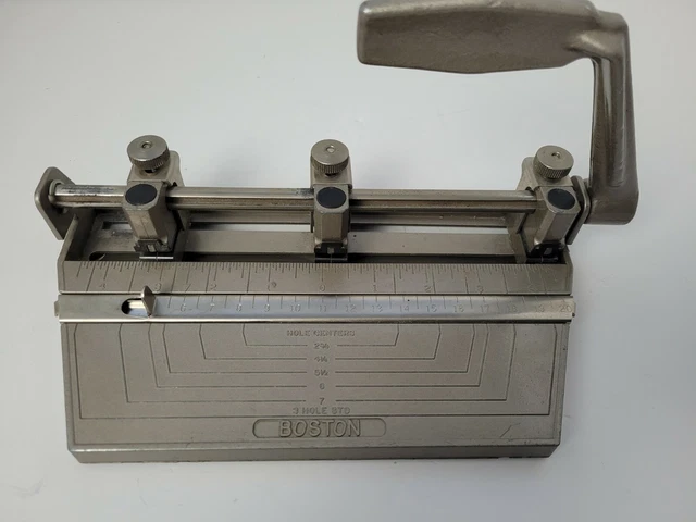 Boston Adjustable 3 Hole Heavy Duty Paper Punch Hunt Mfg