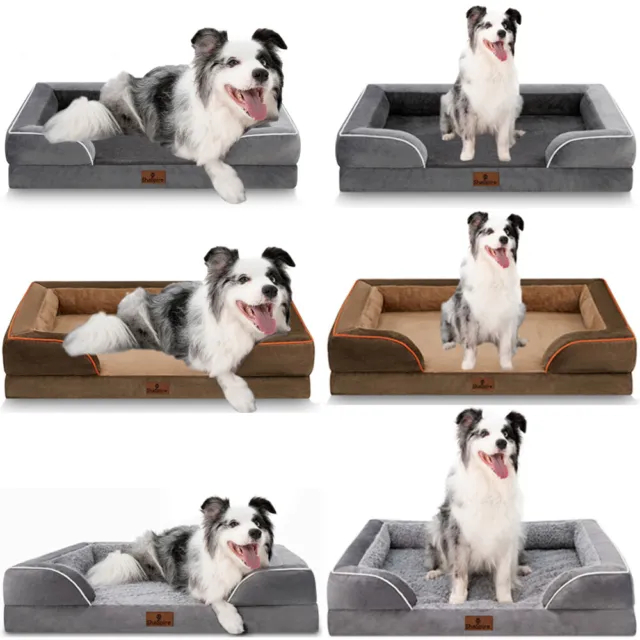 Medium Large Jumbo Orthopedic Dog Bed Pet Mattress Removable Memory Foam Bolster