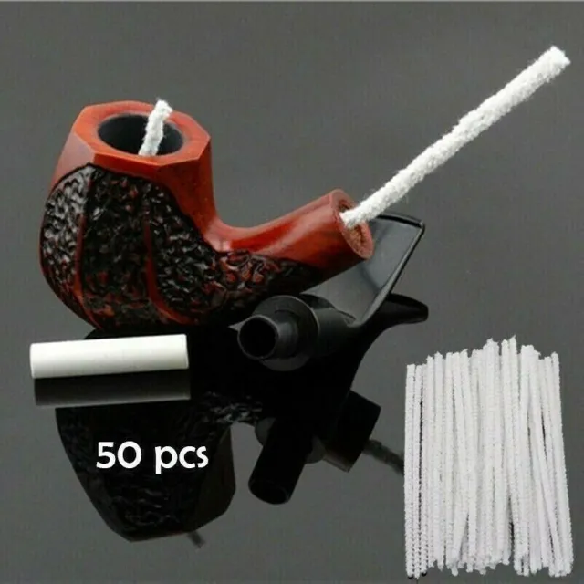 50x White Intensive Cotton Pipe Cleaners Smoking Tobacco Pipe Cleaning Tool