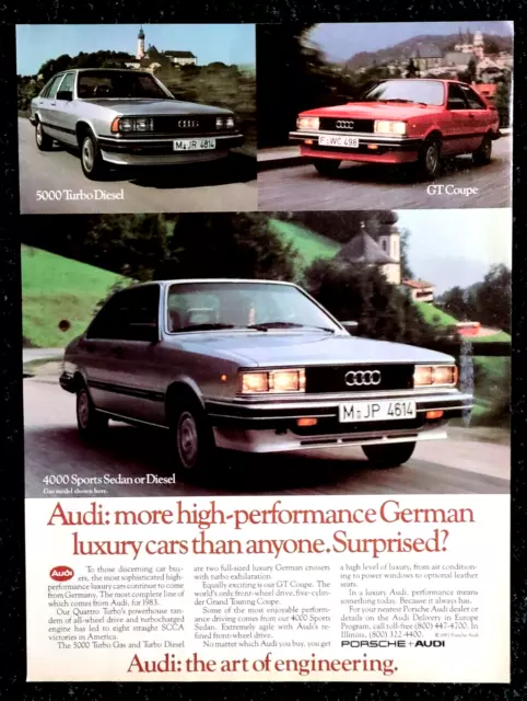 Audi 5000 Turbo 4000 Sports Sedan GT Coupe 1983 Vintage Print ad