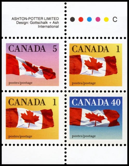 Canada Stamps Pane of 4, Canada Flag, #1196a MNH